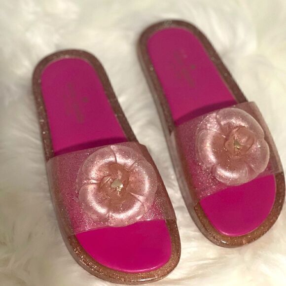 Kate spade pink glitter jelly slides 7 - Picture 1 of 9